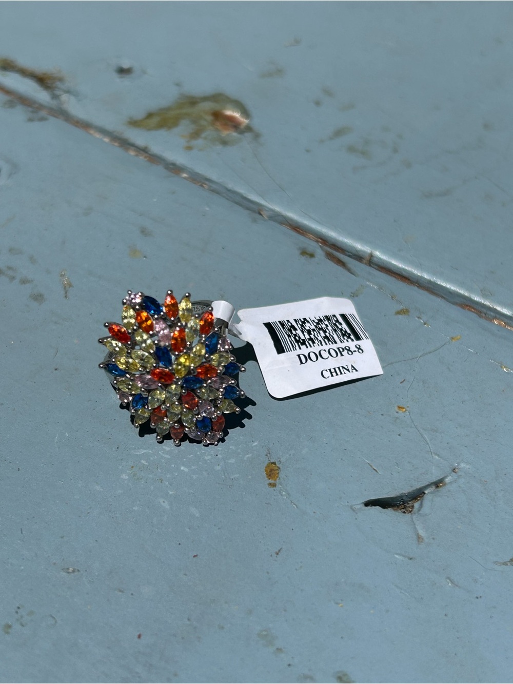 JTV Multicolored Marquise Cluster Ring